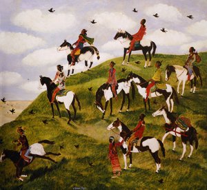 Nomader, 2001 (akryl) af Anna Pugh