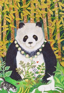 Panda og venner, 2021 (maleri) af Anna Pugh