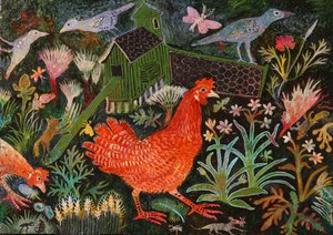 Red Hen Run, 2018 (akryl) af Anna Pugh