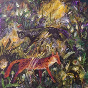 Panteren og ræven, 2023 (akryl) af Anna Pugh