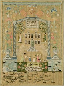 Sampler, 1801 (silketråd på hør) af Anna Sanders