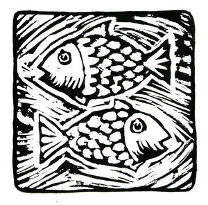 Horoskop (Fiskene), 2017 (linnedprint) af Annalisa Morrocco
