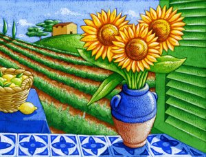 Solsikker i Provence, 2015 (gouache) af Annalisa Morrocco