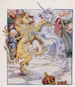 Børnerim: Løven og enhjørningen (farve litho)