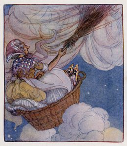 Børnerim: Der var en gammel kvinde (farve litho) af Anne (after) Anderson