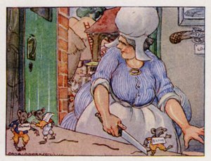 Børnerim: Tre blinde mus (farve litho)