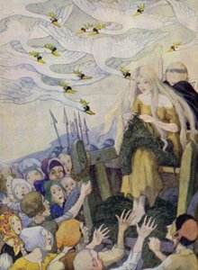 De vilde svaner (farve litho)
