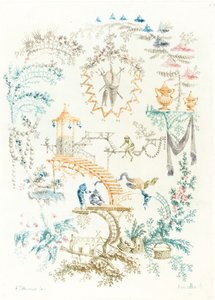 Arabesque med en abe af Anne Allen after Jean Baptiste Pillement