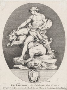 En jæger, der griber en bjørn, 1737 af Anne Claude Philippe de