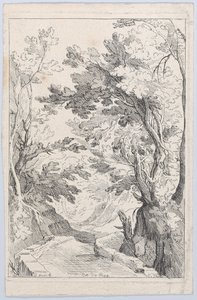 En sti med en brystning i en skov, 1700-tallet. af Anne Claude Philippe de Caylus