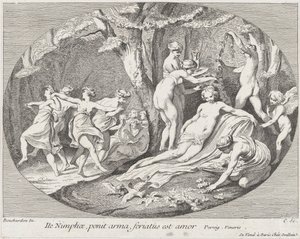 Gå Nymfer, som lægger deres våben, Kærligheden hviler!, 1730-60. af Anne Claude Philippe de Caylus