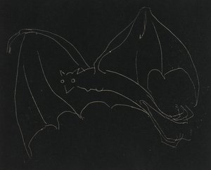 Night Series: The Bat (ætsning, hvid streg på vævet papir)