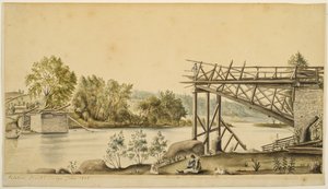 Incomplete Bridge, Palatine, New York, 1808 (akvarel og grafit på papir)