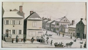 Hjørnet af Warren og Greenwich Street, 1809 af Anne Marguerite Hyde de Neuville