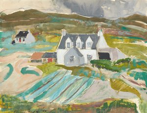 Hytter ved Clachanish, Skye (blyant og akvarel)