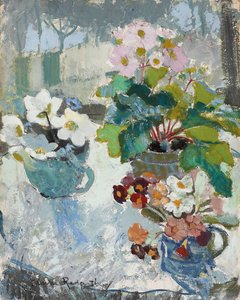 Første blomster, ca. 1947 (olie om bord)