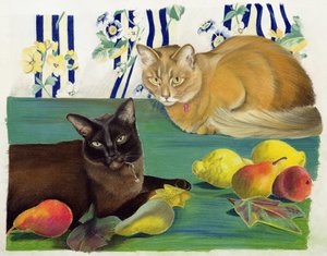 Katte med frugt
