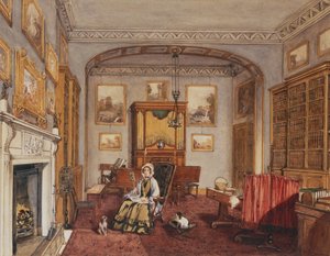 The Boudoir at Northwick Park, ca. 1830 (blyant og akvarel) af Anne Rushout