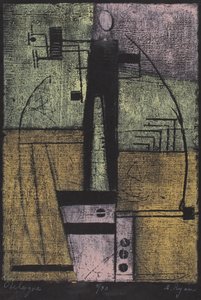 Obelisque (træsnit i farver) af Anne Ryan
