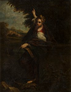 St. Margaret in a Landscape: A Sybil, ca. 1580-1609 (metal under glas) af Annibale (after) Carracci