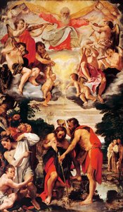 Kristi dåb af Annibale Carracci (1560-1609), olie på lærred, San Gregorio og San Siro kirke, Bologna af Annibale Carracci
