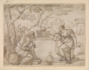 Kristus og den samaritanske kvinde af Annibale Carracci