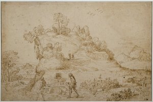 Landskab og figurer af Annibale Carracci