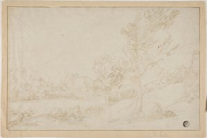 Landskab med flodbred af Annibale Carracci