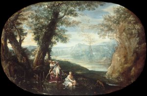 Landskab med badende kvinder af Annibale Carracci