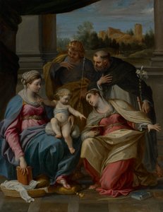 Madonna med barnet og de hellige Lucia, Dominikus og Ludvig af Frankrig af Annibale Carracci