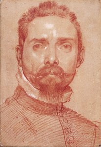 "Portræt af lutspilleren Giulio Mascheroni" (Portræt af lutspilleren Giulio Mascheroni) Sanguine af Annibale Carracci (Carrache) (1560-1609) ca 1594 Albertina, Wien af Annibale Carracci