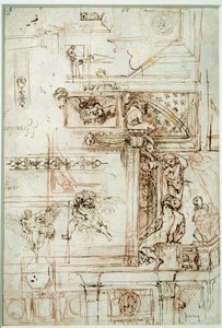 Projekt for Farnese galleriet. Tegning af Annibal Carracci Dit Carrache (1560-1609) af Annibale Carracci