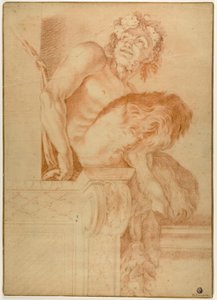 Siddende Satyr af Annibale Carracci