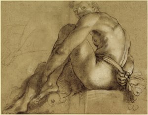 Siddende akt af Annibale Carracci