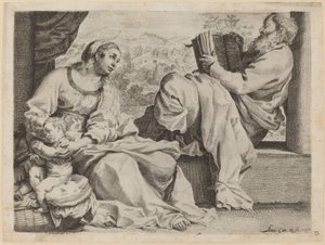 Den hellige familie med Johannes Døberen af Annibale Carracci