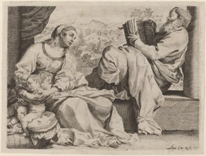 Den hellige familie med Johannes Døberen af Annibale Carracci