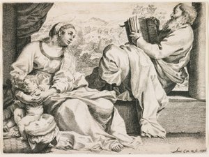 Den hellige familie med Johannes Døberen af Annibale Carracci