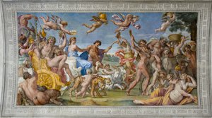 Bacchus og Ariadne par Carraccis triumf, Annibale (1560-1609). Frisk, ca. 1597, Palazzo Farnese, Rom