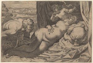Venus og en Satyr af Annibale Carracci