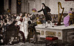 Niccolo Paganini (1792-1840) første triumfer - Træsnit efter maleri af Annibale Gatti (1828-1909) af Annibale Gatti