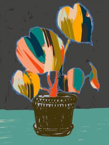 Farverig abstrakt plante af Annick