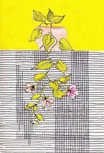 Blomstrende slyngplante i geometrisk mønster