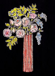 Farverig blomstervase af Annick