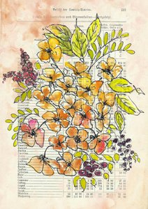 Vintage-dokument med blomstermotiv