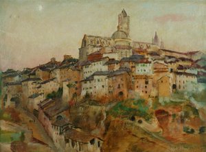 Byen Siena (olie på lærred)