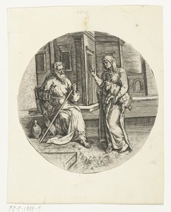 Anna bringer den blinde Tobit en ged Historien om Tobias (serietitel) af Anonymous