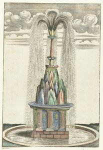 Bassin met berg i rond bassin Architectura Curiosa Nova (serietitel) af Anonymous
