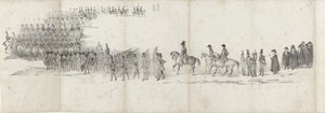 Begravelse af den afdøde kong Willem II i Delft den 4. april 1849 (side 1) Fem sammenhængende ark af Vilhelm II