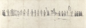 Begravelse af den afdøde kong Willem II i Delft den 4. april 1849 (side 3) Fem sammenhængende ark af Vilhelm II
