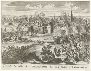 Beleg van Valenciennes, 1567 Erobringen af ​​byen Valenciennes den 24. marts 1567 (titel på objektet) af Anonymous